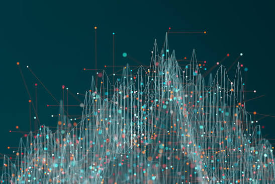 Data visualisation — connected nodes and insight mapping